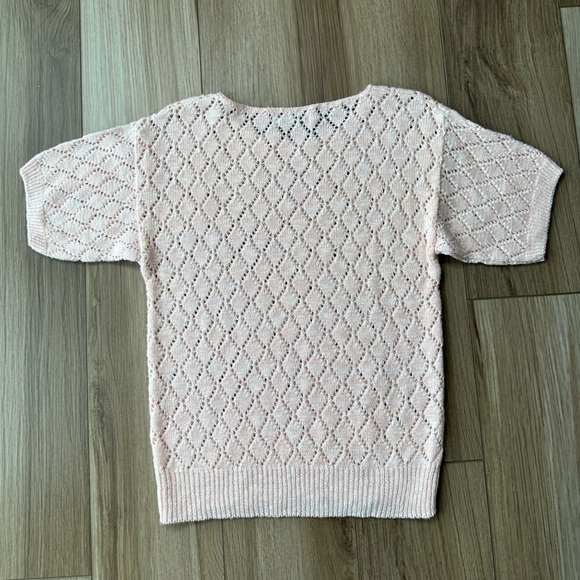 Vintage Light Pink & White Crochet Knit Top - Picture 13 of 15